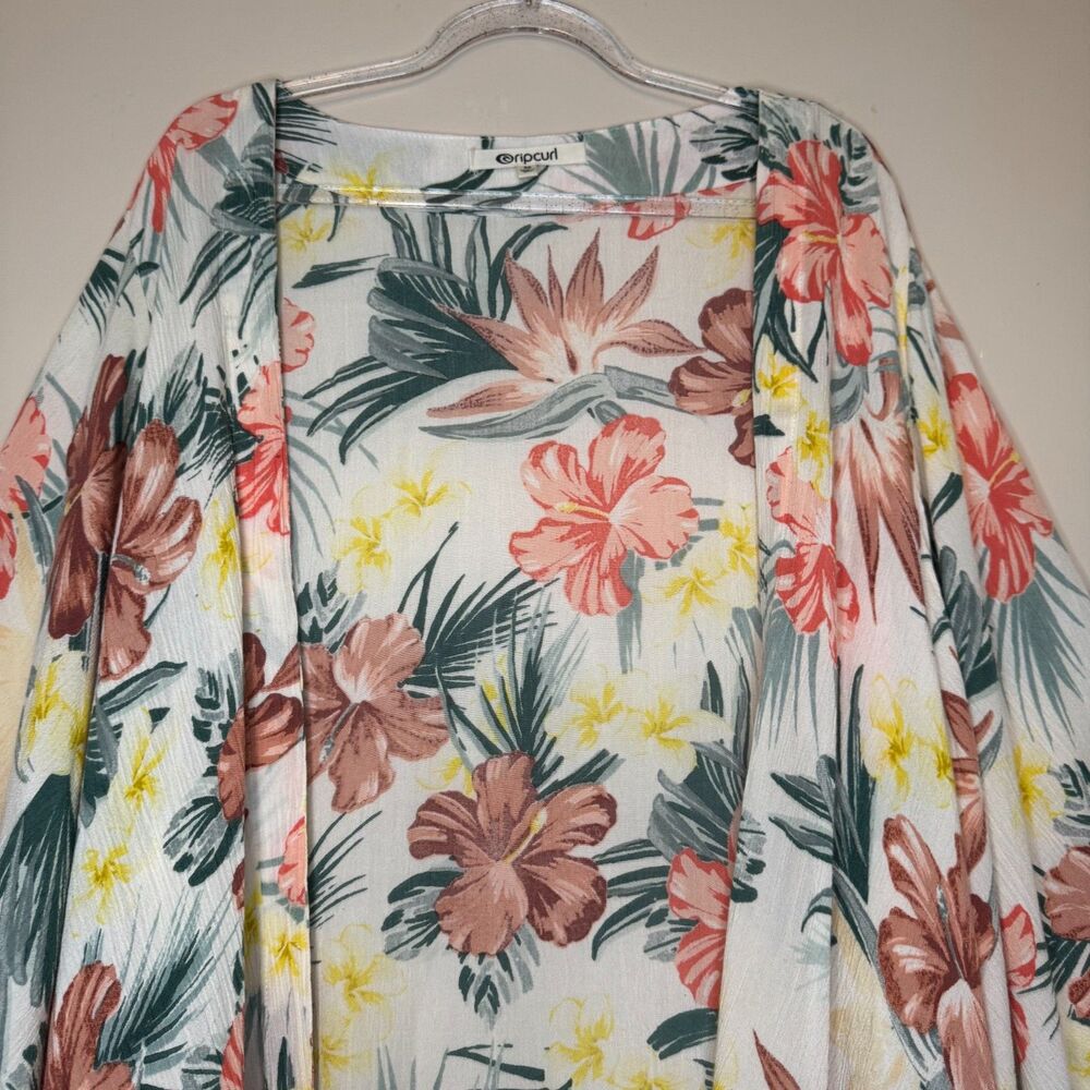 RIPCURL womens size medium M Anini Beach palm floral beach swim cover up kimono - Picture 4 of 12